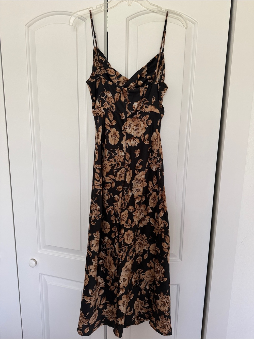 Petal + Pup Black Floral Slip Dress with Beige Bloom Print - Picture 3 of 4